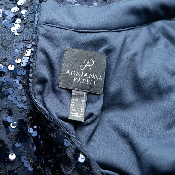 Adrianna Papell Sequin High Neck Lace Midi Dress - Picture 4 of 11